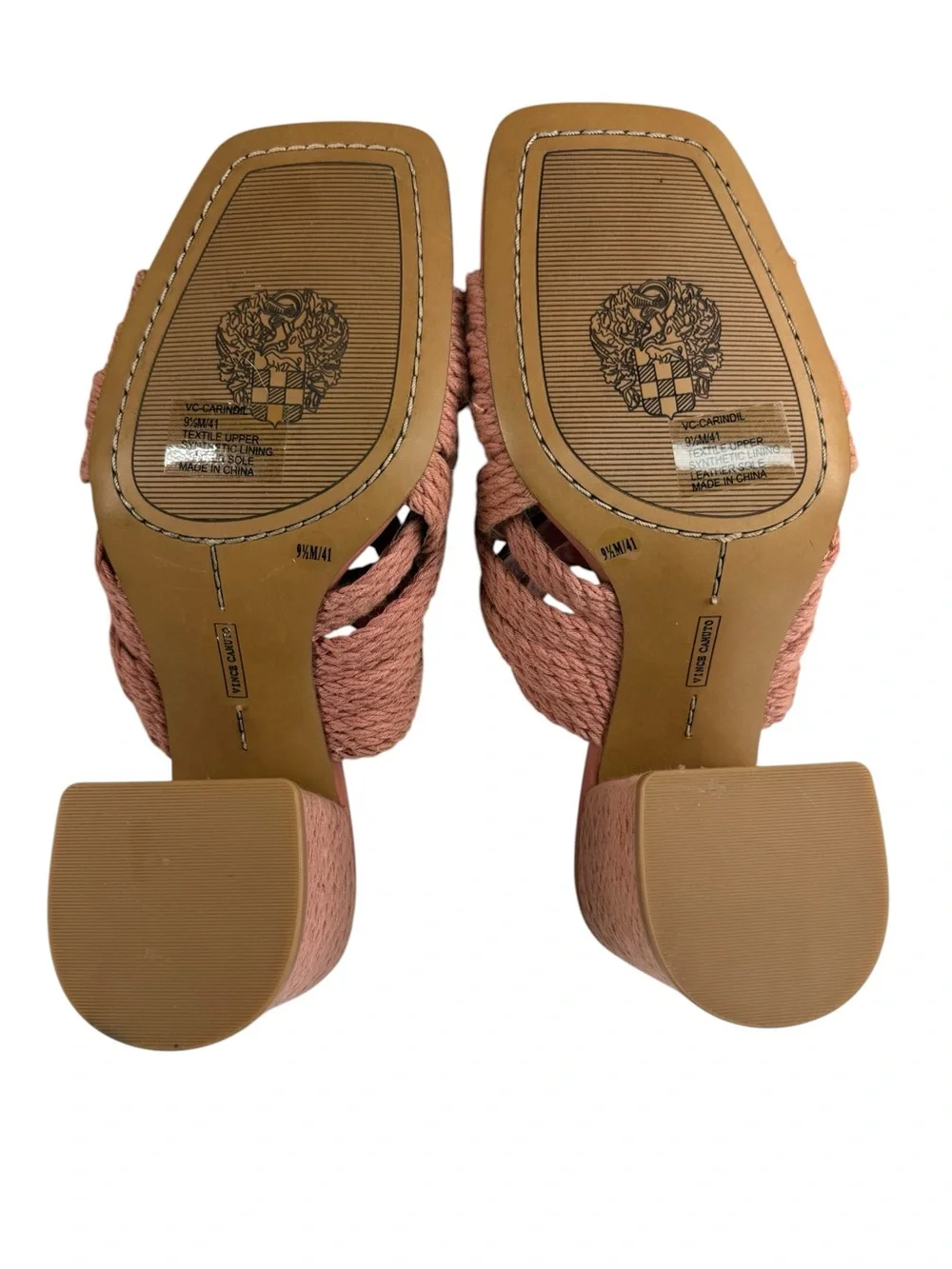 Vince Camuto Carindil Blush Woven Block Heel Slide Sandals 9.5M